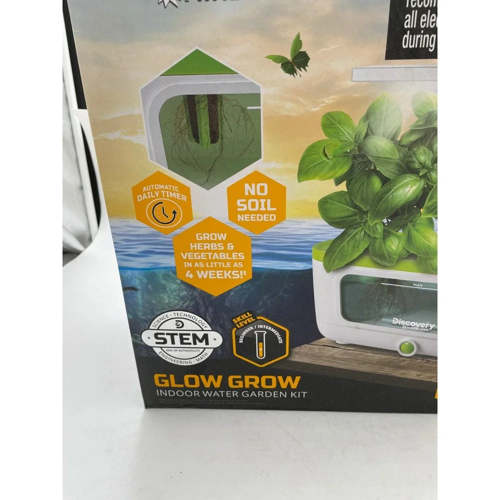 Discovery Mindblown Glow Grow Indoor Water Garden Kit STEM LED‎ Light Hydroponic